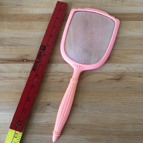 Vintage Pink Handheld Mirror Ornate Clean Girl Preppy Princess Boudoir Romantic - Picture 6 of 6